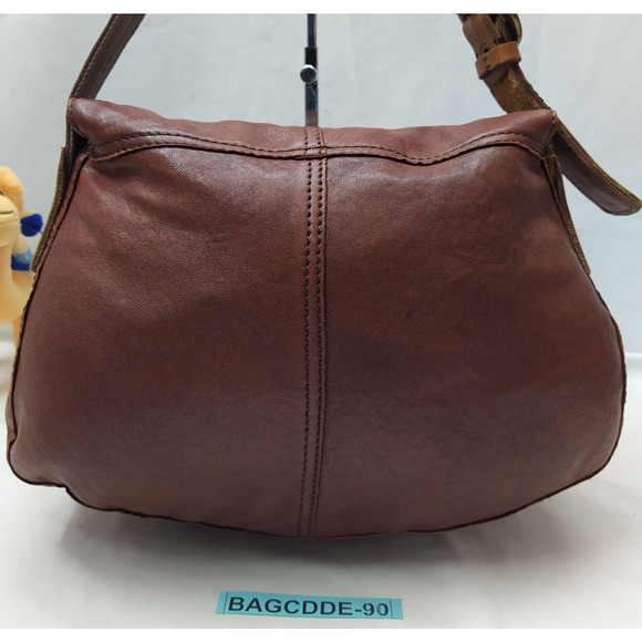 Lucky Brand Brown Leather Front Pockets Zipper Closure Shoulder Bag - Picture 2 of 13